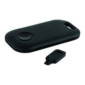 schwarzer Koffertracker mit großer Werbefläche