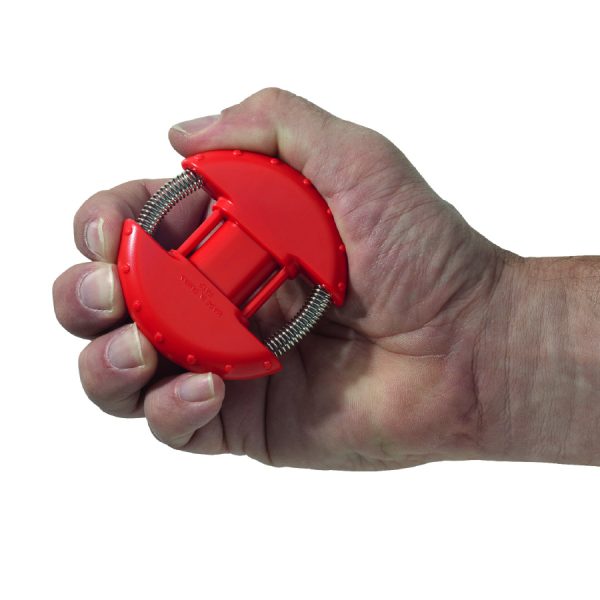 roter Handtrainer in Hand dargestellt