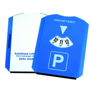 Bedruckte Parkscheibe mit Eiskratzer