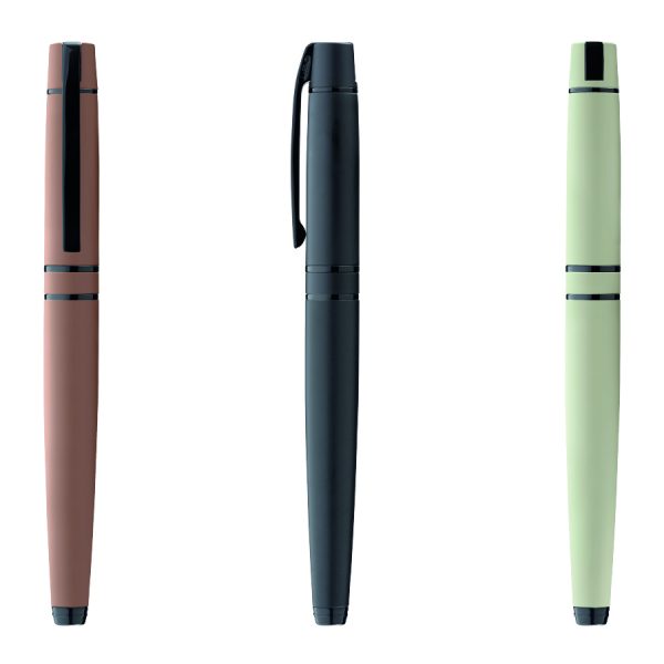 Metall-Rollerball in drei Farben: braun, schwarz, beige