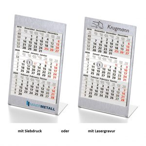 ischkalender Edelstahl mit Werbung | 1 oder 2 Jahre Kalendarium | Produktbild