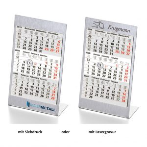 ischkalender Edelstahl mit Werbung | 1 oder 2 Jahre Kalendarium | Produktbild