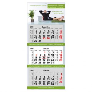 Werbekalender 3 Monate | 3-Monats-Wandkalender mit Druck | Produktbild